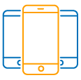 Icon azul y naranja de dispositivos moviles