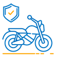 Icono azul y naranja de una motogarantia